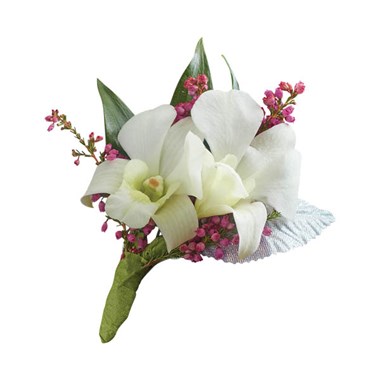 White Dendrobium Orchid Boutonniere